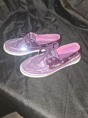 Sperry Purple Sequin Boat Shoes
